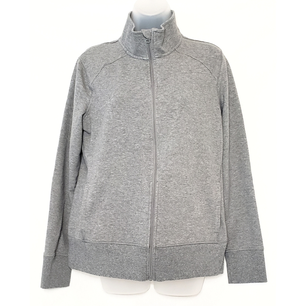 Grey High Collar Full Zip Sweater ATHLETIC WORKS